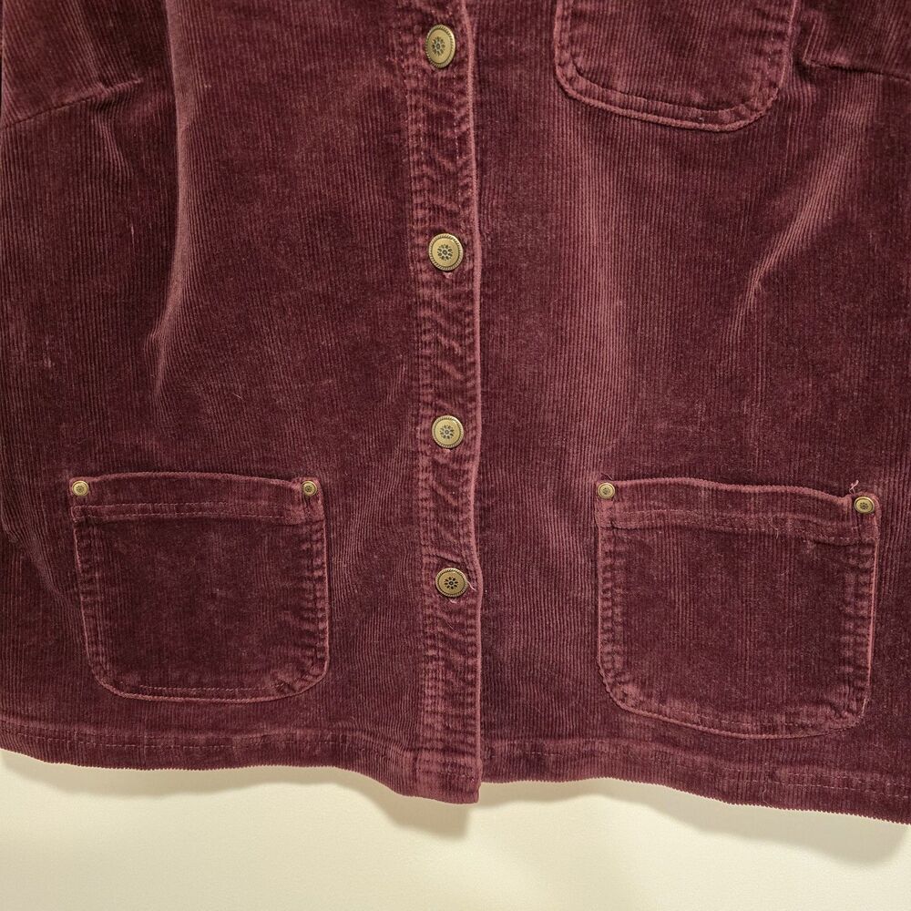 Vintage Y2K 90s Corduroy Jacket 14/16W Womens Indie Western Barn Chore Maroon - Picture 4 of 10